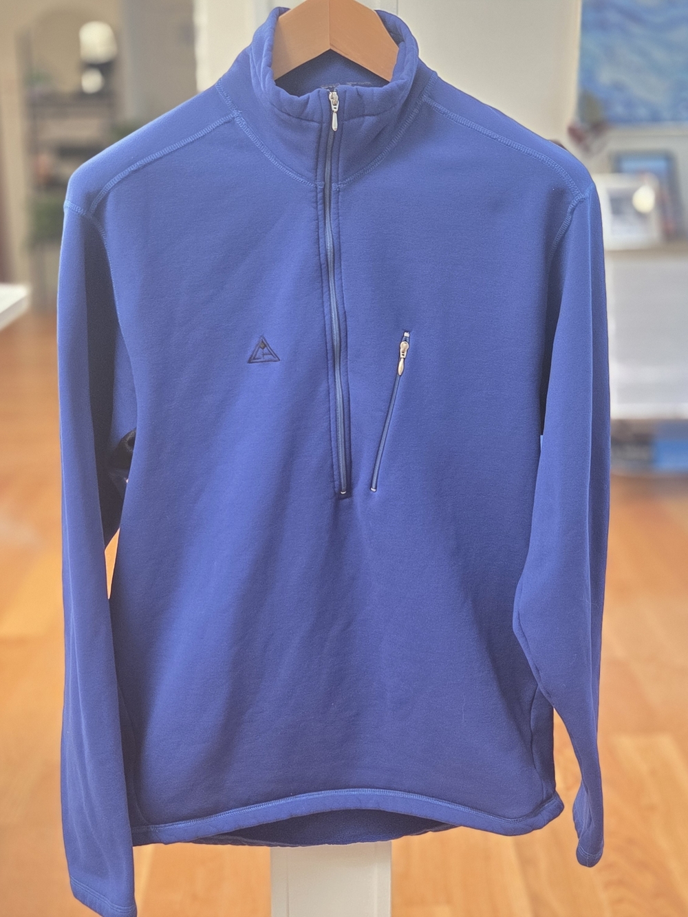 Polartec Womens Blue Half Zip-Up Fleece Sweatshirt W/ Chest Pocket Large (L)